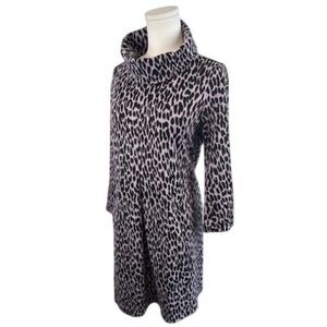Tyler Boe Kim Cowl Thistle Grey Animal Print Leopard Dress 3/4 Sleeve Sz M